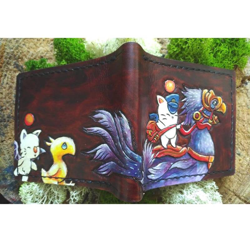 Chocobo Und Baby, Mog Moogle Messenger - Dunkelbraune Leder Geldbörse Handgefertigte Final Fantasy 14 Inspirierte von TurtleVillageKraft