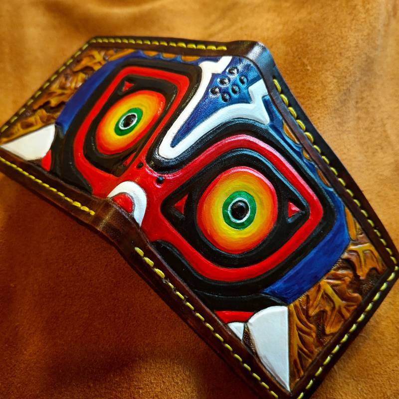 Eichenblatt Majoras Mask Leder Geldbörse - Bifold Wallet Handgefertigte Legend Of Zelda Link von TurtleVillageKraft