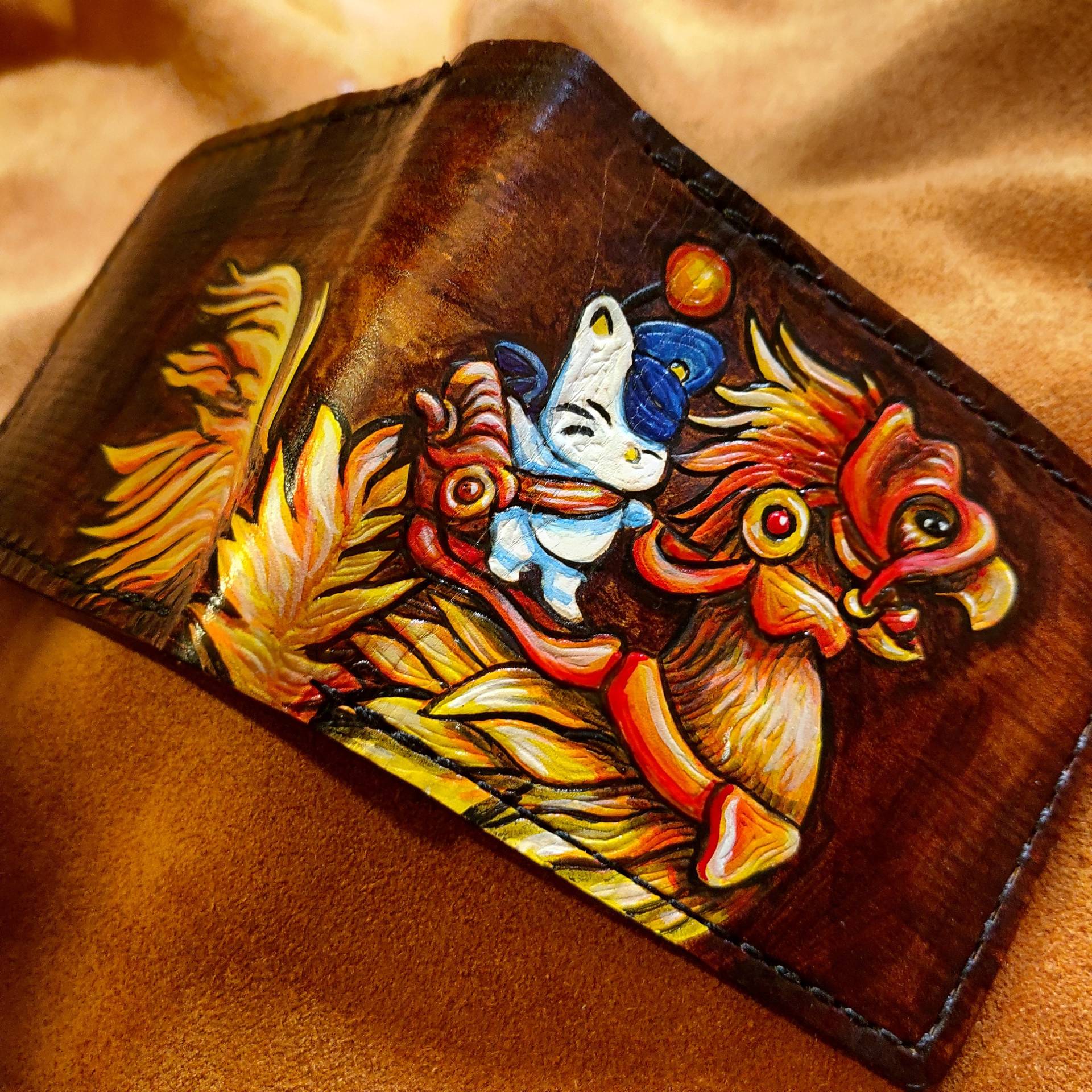Ff14 Gold Chocobo Und Moogle Rider - Dunkelbraune Bifold Leder Geldbörse Handgefertigte Final Fantasy 14 Inspirierte Ff14 Gold Chocobo Und Moogle Rider - Dunkelbraune Bifold Leder Geldbörse Handgefertigte Final Fantasy 14 Inspirierte von TurtleVillageKraft