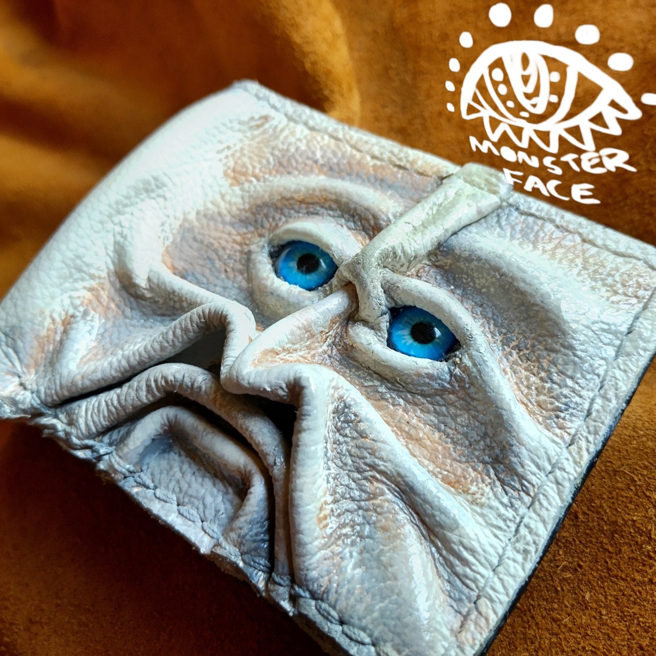 Gnome King - Necromonicon Oz Dämonenaugen Monstergesicht Geldbeutel Aus Leder von TurtleVillageKraft