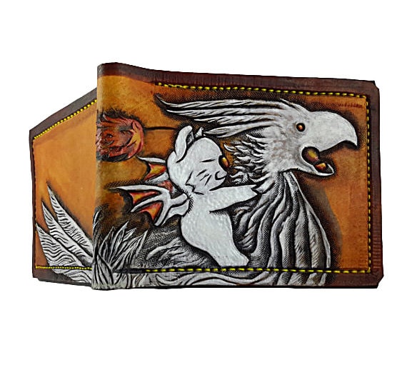 Handgefertigte Geldbörse Aus Leder Im Chocobo Rider-Design Handgefertigte Geldbörse Aus Leder Im Chocobo Rider-Design von TurtleVillageKraft