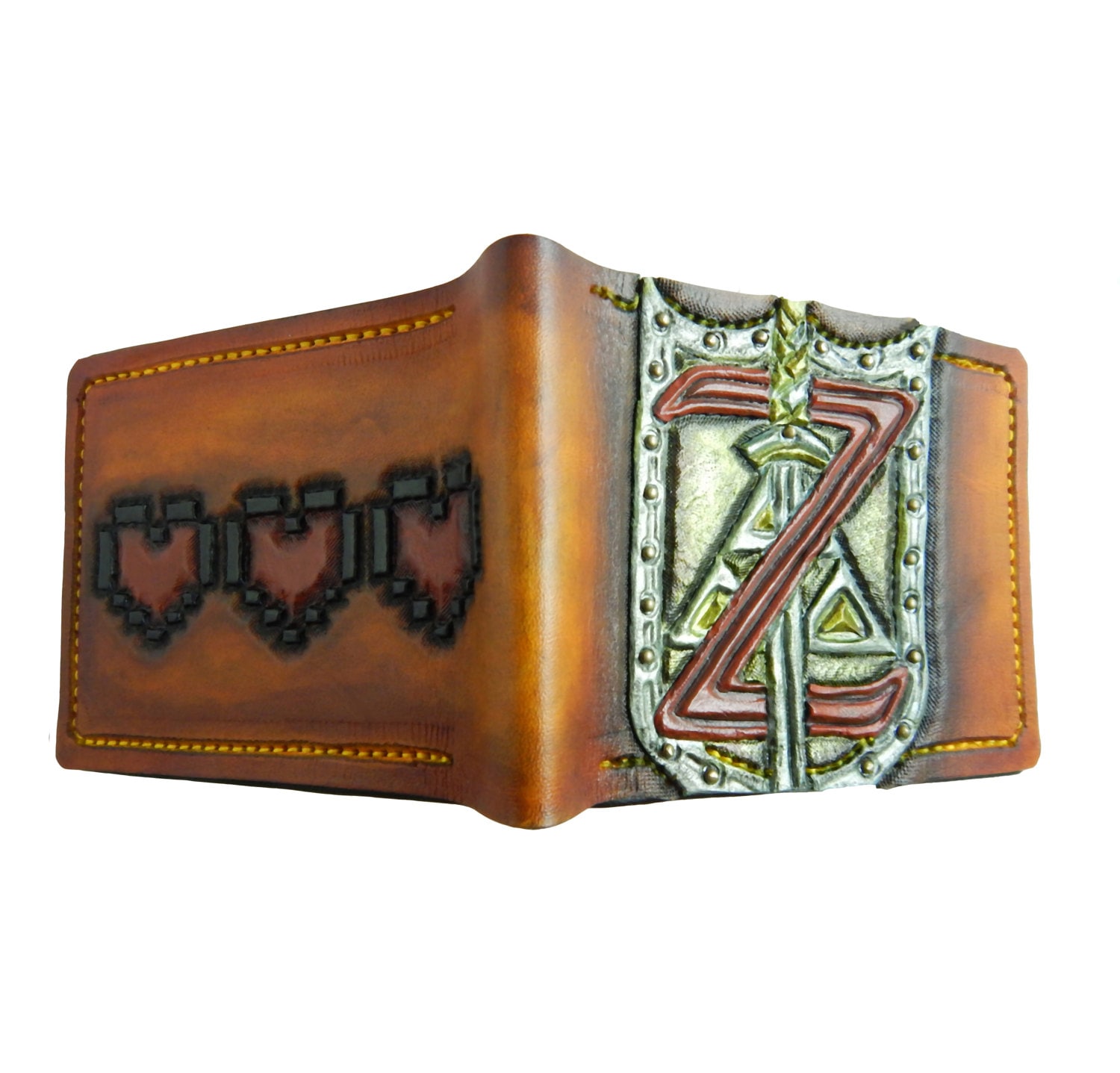 Hyrule Shield & Heart Container Leder Brieftasche - Bifold Handgefertigte Legend Of Zelda Link Hyrule Shield & Heart Container Leder Brieftasche - Bifold Handgefertigte Legend Of Zelda Link von TurtleVillageKraft