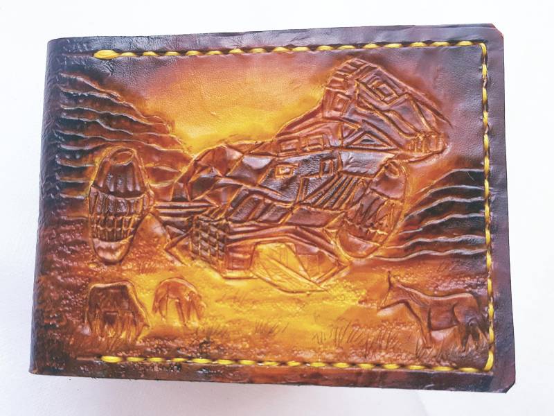 Serenity Landing - Leder Bifold Geldbörse Handgefertigtes Portemonnaie von TurtleVillageKraft