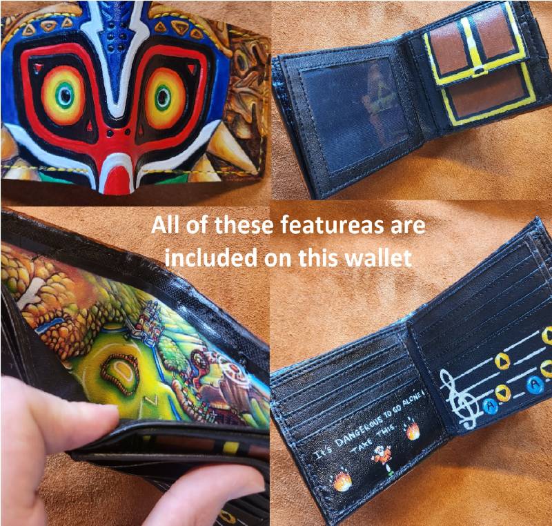 Song Of Storms Majoras Mask Leder Geldbörse - Treasure Brustbeutel Bifold Handgefertigte Legend Zelda Link Wallet von TurtleVillageKraft