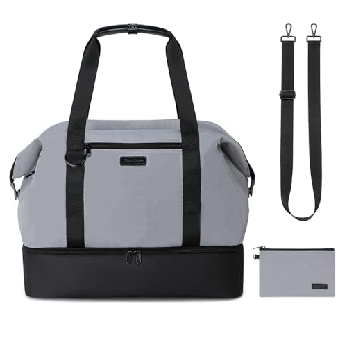 Tuscall Handgepäck 40x36x20cm Easyjet Cabin Bag mit Schuhfach für Flugzeug Damen Herren - 27L Reisetasche Wochenendtasche Wasserdicht für Reise Gym Sport (Grau) von Tuscall