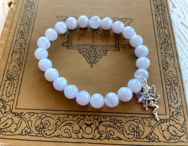 Blaues Spitzen Achat Yoga Armband - Energie Mit Silber Fee Edelstein Stretch Blaues Spitzen Achat Yoga Armband - Energie Mit Silber Fee Edelstein Stretch von TuscanRoad