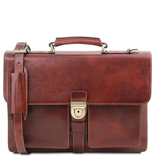 Tuscany Leather Assisi Aktentasche aus Leder 3 Fächer Braun von Tuscany Leather