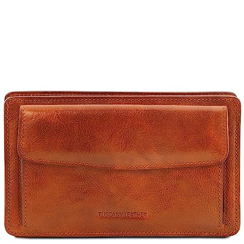 Tuscany Leather. Denis - Elegante Handgelenktasche/Herrentasche aus Leder - TL141445 (Honig) von Tuscany Leather.