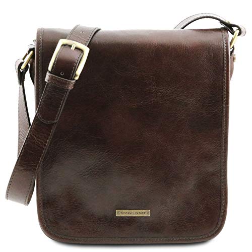 Tuscany Leather TL Messenger - Umhängetasche aus Leder mit Zwei Fächer - TL141255 (Dunkelbraun) von Tuscany Leather.