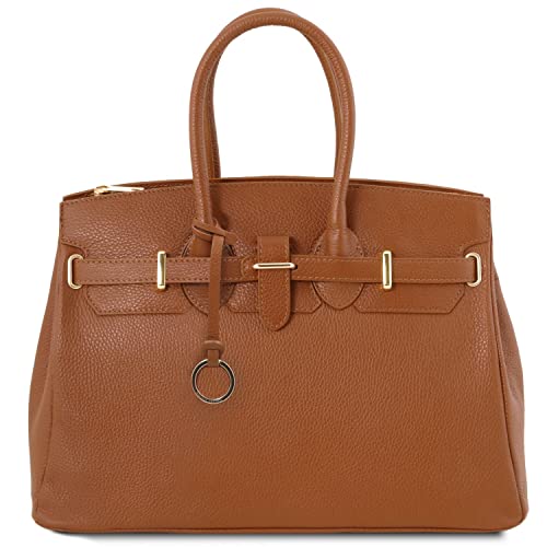 Tuscany Leather TLBag Handtasche aus Leder mit goldfarbenen Beschläge Cognac von Tuscany Leather