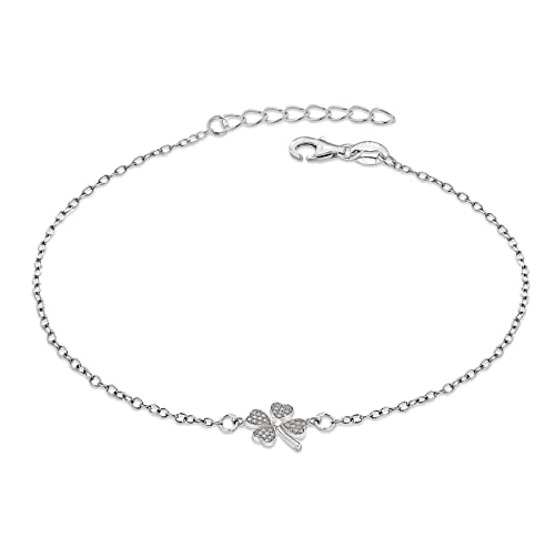 Tuscany Silver Damen Armband Rhodiniert Sterling Silber Kleeblatt Weiß Zirkonia 19cm von Tuscany Silver