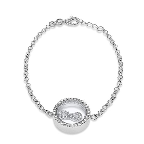 Tuscany Silver Damen Armband Rhodiniert Sterling Silber Weiß Zirkonia Schwebend Unendlichkeit Einstellbar 16.5cm.6.5zoll - 18cm/7zoll von Tuscany Silver