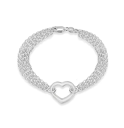 Tuscany Silver Damen Armband Sterling Silber 5 Strang Herz 18cm/7zoll von Tuscany Silver