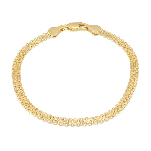 Tuscany Silver Damen-Armband aus Sterlingsilber mit Gelbgoldbeschichtung, 4 mm Bismark, 19 cm/7.5" von Tuscany Silver