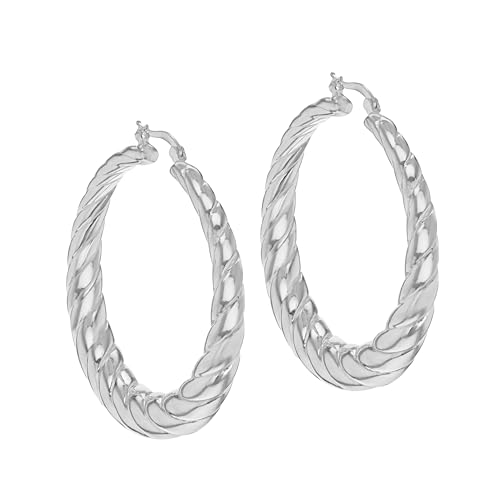 Tuscany Silver Damen Creolen Sterling Silber 50mm abgestuft Verflochten Elektroform von Tuscany Silver