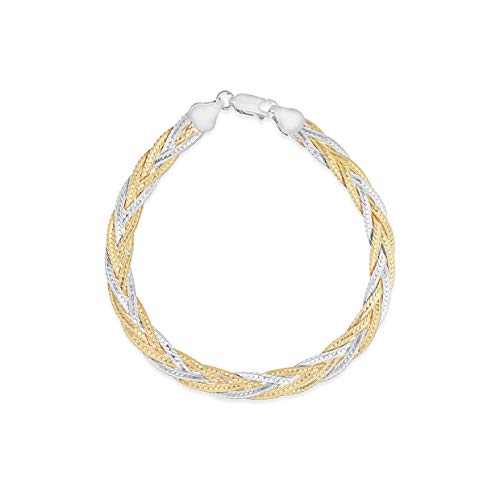 Tuscany Silver Damen Fischgrätkette Armband zwei Farbtönen Sterling Silber 5 Strang Miteinander verwoben 19cm/7.5zoll von Tuscany Silver