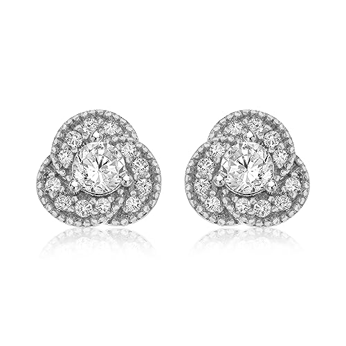 Tuscany Silver Damen Ohrstecker Rhodiniert Sterling Silber Knoten Weiß Zirkonia von Tuscany Silver