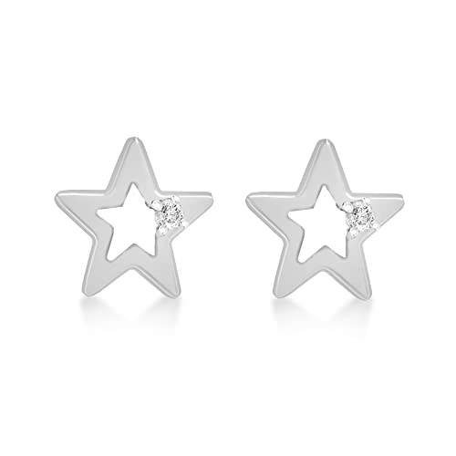 Tuscany Silver Damen Ohrstecker Sterling Silber Weiß Zirkonia Set Geschnitten Stern von Tuscany Silver
