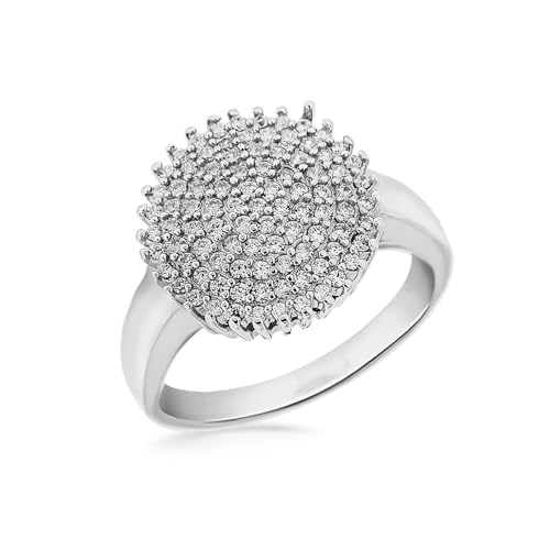 Tuscany Silver Damen Ring Rhodiniert Sterling Silber Weiß Zirkonia Cluster Bombe - Größe L von Tuscany Silver