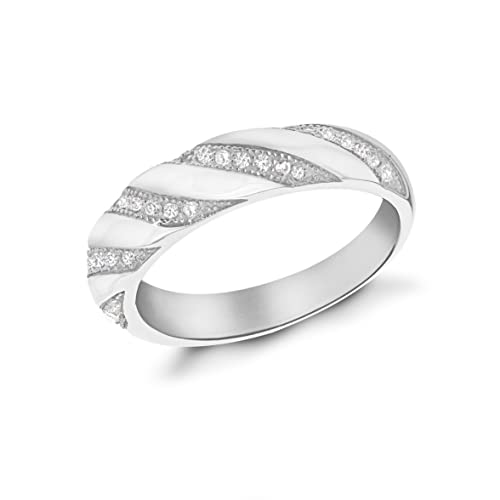 Tuscany Silver Damen Ring Rhodiniert Sterling Silber Weiß Zirkonia Verflochten Band - Größe P von Tuscany Silver