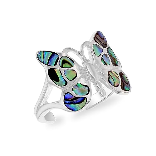 Tuscany Silver Damen Ring Sterling Silber Schmetterling Abalone Einstellbar - Größe P von Tuscany Silver