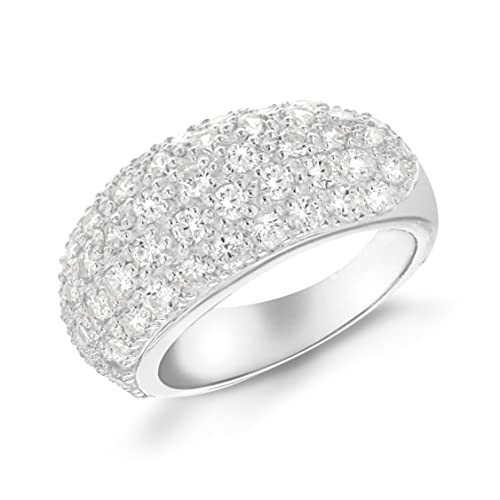 Tuscany Silver Damen Ring Sterling Silber Weiß Zirkonia Pavéfassung Halbkugel - Größe P von Tuscany Silver