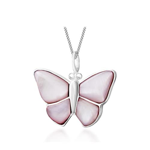 Tuscany Silver Damen Rolokette Mit Anhänger Sterling Silber Schmetterling Rosa Perlmutt 46cm/18' von Tuscany Silver