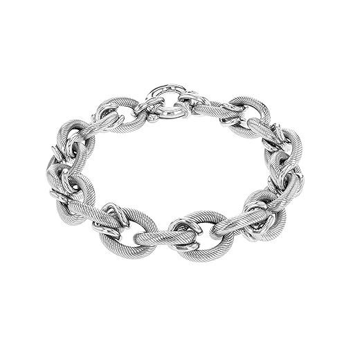 Tuscany Silver Damen Sterling Silber 12.5mm rhodiniert strukturiert Rund Oval Belcher Chain groß Spring Ring Armband 21cm/8zoll 8.24.7263 Tuscany Silver Damen Sterling Silber 12.5mm rhodiniert strukturiert Rund Oval Belcher Chain groß Spring Ring Armband 21cm/8zoll 8.24.7263 von Tuscany Silver