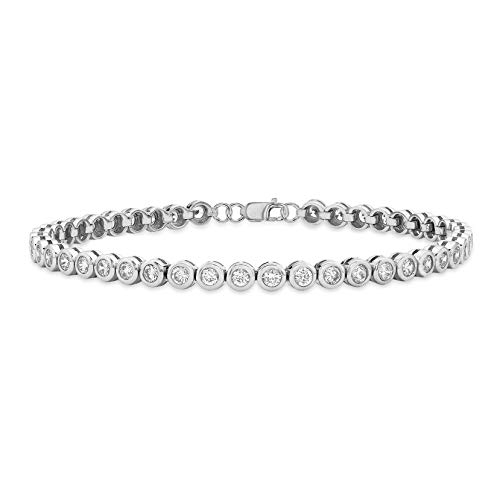 Tuscany Silver Damen Sterling Silber 3mm Rund Weiß Kubik Zirkonia 4mm Tennis Armband 18cm/7zoll 8.25.3291 von Tuscany Silver