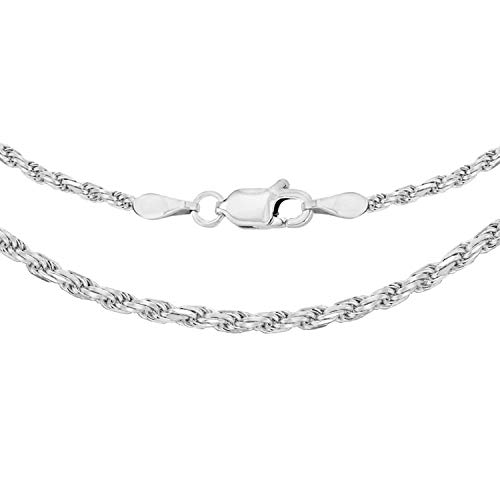 Tuscany Silver Damen Sterling Silber Diamant Schliff Seil Halskette 1.8mm 46cm/18zoll von Tuscany Silver