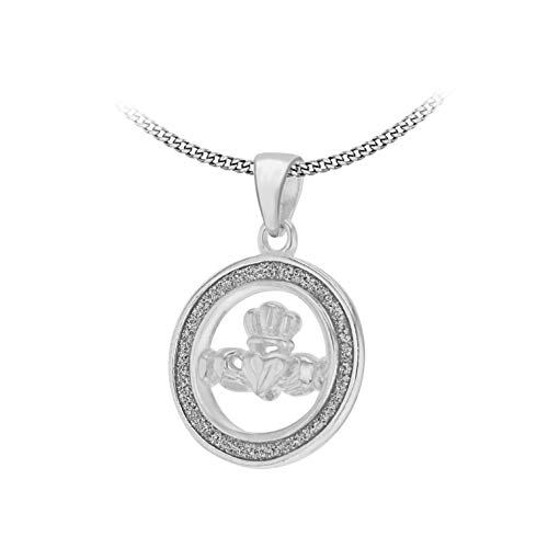 Tuscany Silver Damen Sterling Silber Stardust Claddagh Anhänger an Panzerkette - 46cm/18' von Tuscany Silver