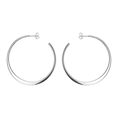 Tuscany Silver Damen Sterling Silber rhodiniert 45mm Flach Graduated Hoop Ohrringe 8.53.1009 von Tuscany Silver