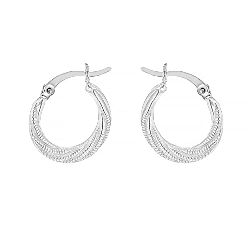 Tuscany Silver Damen Sterling Silber rhodiniert strukturierte Twist Creole Ohrringe - 16,7 mm x 17,3 mm| Tuscany Silver von Tuscany Silver