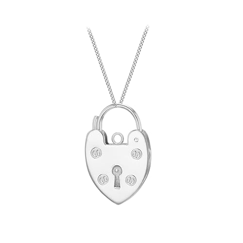 Tuscany Silver Damen Sterlingsilber 16,2mm x 24,7mm Vorhängeschloss-Anhänger mit 25 Panzerketten 46cm/18' von Tuscany Silver