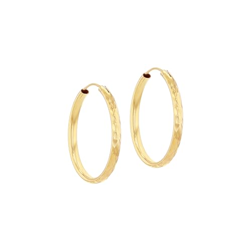 Tuscany Silver Damen Sterlingsilber Gelbgoldbeschichtete 30mm diamantgeschliffene Creolen-Ohrringe von Tuscany Silver