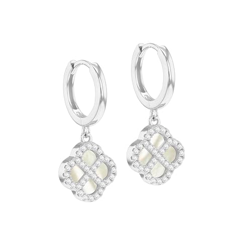 Tuscany Silver Damen-Sterlingsilber rhodiniert 11mm Perlmutt-Kleeblatt-Ohrringe mit 1,1mm CZ von Tuscany Silver