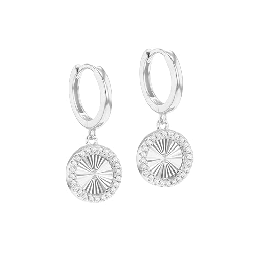 Tuscany Silver Damen-Sterlingsilber rhodiniert Creolen mit 1mm CZ Regenbogen-Kreis von Tuscany Silver