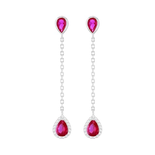 Tuscany Silver Damen-Sterlingsilber rhodiniert Tropfen-Ohrringe mit roten und weißen CZ von Tuscany Silver