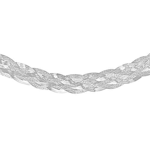 Tuscany Silver Damen Fischgrätkette Halskette Sterling Silber Gemustert Poliert Sechs Strang Geflochten 43cm/17zoll von Tuscany Silver