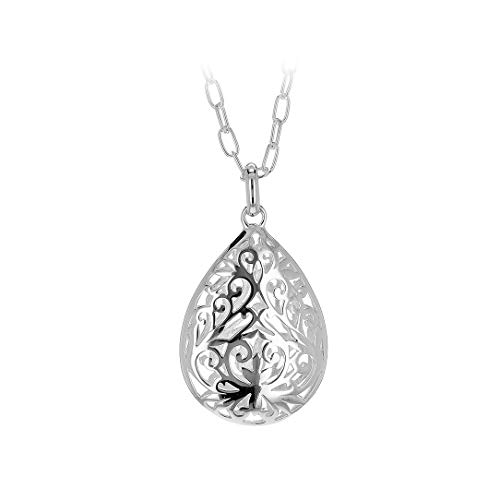 Tuscany Silver Damen Kette Mit Anhänger Sterling Silber Filigran Tropfen Einstellbar 61cm/24zoll von Tuscany Silver