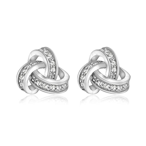 Tuscany Silver Damen Ohrstecker Rhodiniert Sterling Silber Weiß Zirkonia 10mm Knoten von Tuscany Silver