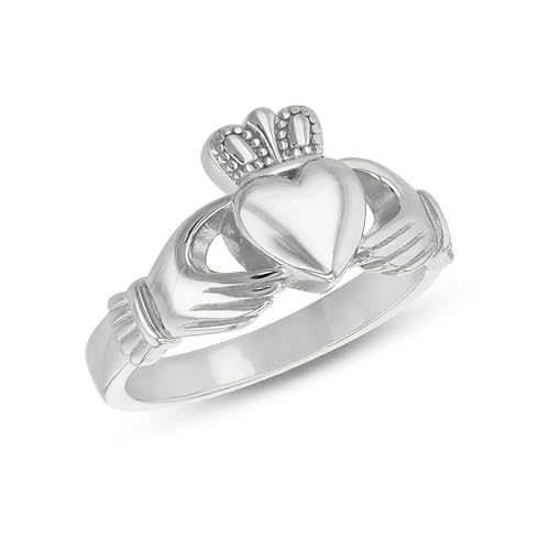 Tuscany Silver Ring für Damen aus Sterlingsilber, mittlerer Claddagh-Ring rhodiniert #O von Tuscany Silver