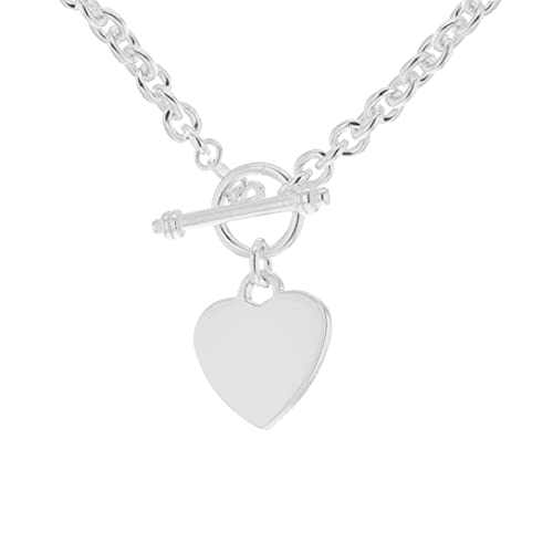Tuscany Silver Women's Sterling Silver 23mm x 24mm Heart T-Bar Belcher Chain Necklace 51cm/20" von Tuscany Silver