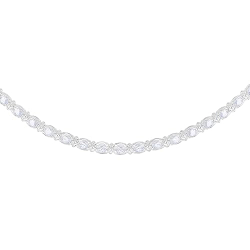 Tuscany Silver Women's Sterling Silver Rhodium Plated With 2mm Crystals 3mm Necklace 46cm/18" von Tuscany Silver