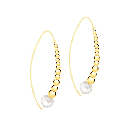 Tuscany Silver Women's Sterling Silver Yellow Gold Plated 9mm Fresh Water Pearls and Beads Drop Earrings von Tuscany Silver
