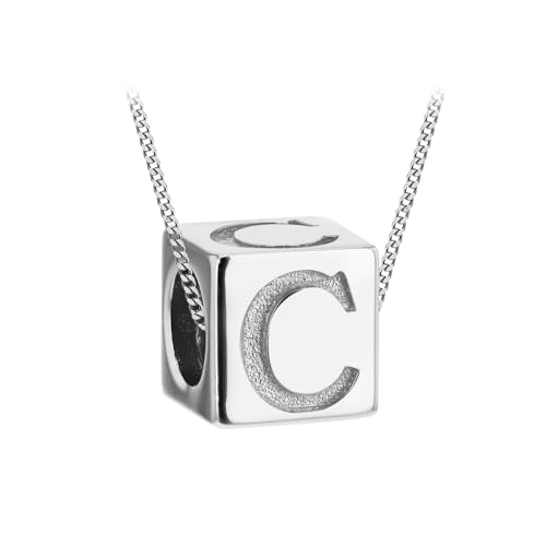 Tuscany Silver Würfel-Buchstaben-Halskette aus Sterling Silber für Damen – Buchstabe C von Tuscany Silver