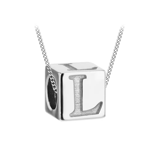 Tuscany Silver Würfel-Buchstaben-Halskette aus Sterling Silber für Damen – Buchstabe L von Tuscany Silver