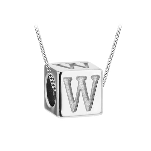 Tuscany Silver Würfel-Buchstaben-Halskette aus Sterling Silber für Damen – Buchstabe W von Tuscany Silver