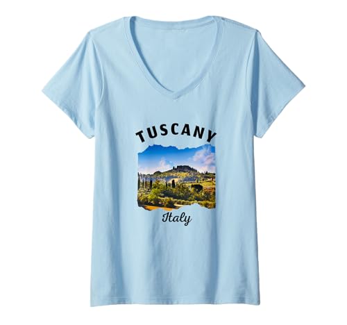 Damen Toscana Italia Souvenir Toskana Italien T-Shirt mit V-Ausschnitt von Tuscany Souvenir Store