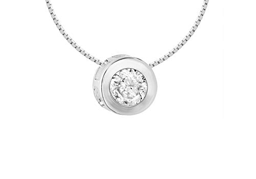 Tuscany Silver Damen Collier Sterling Silber Zargenfassung 5mm Rund Weiß Zirkonia 41cm/16' von Tuscany Silver